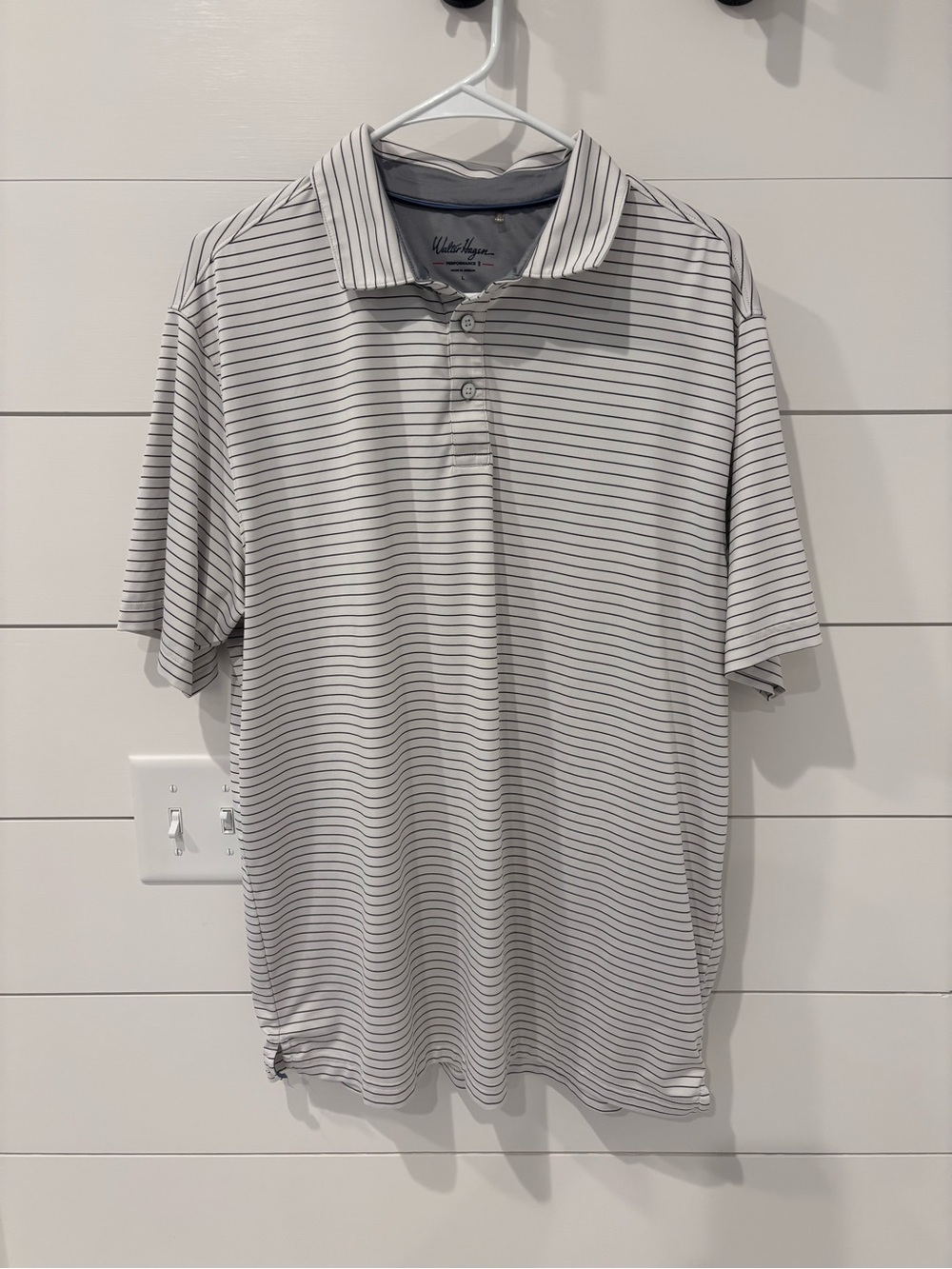 Walter Hagen White Polo with Thin Black Stripes